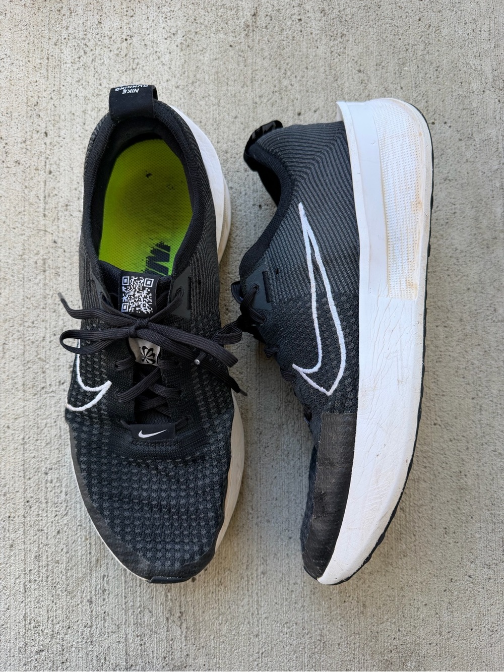 Nike Interact Run Anthracite White Men's Athletic Running Shoes Black Size 12